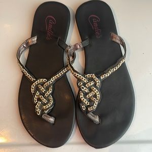 Candies braided sandals black chain 7.5
